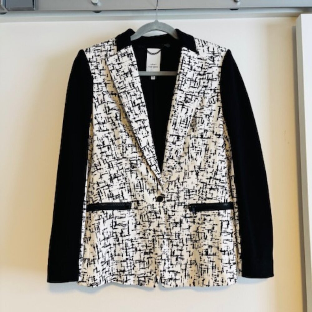 Robert Rodriguez Black and White Patterned Blazer
